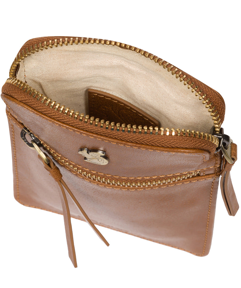 Conkca London Originals Collection Bags: 'Bambino' Dark Tan Leather Cross Body Phone Bag