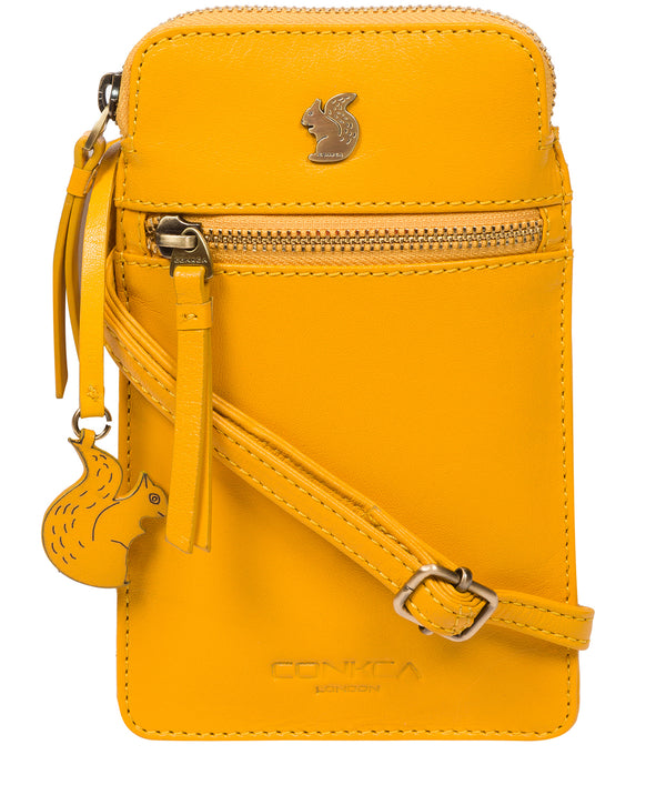 Conkca London Originals Collection Bags: 'Bambino' Lemon Drop Leather Cross Body Phone Bag