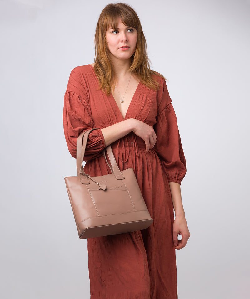 'Little Patience' Natural Taupe Leather Tote Bag
