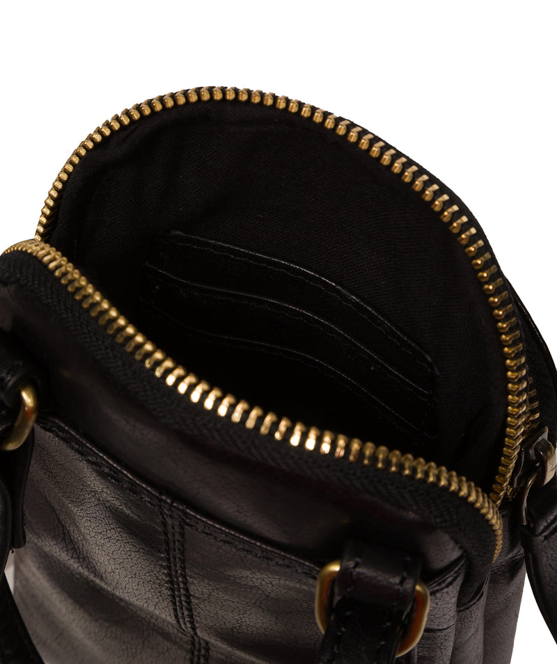Conkca Signature Collection #product-type#: 'Leia' Black Leather Cross Body Phone Bag