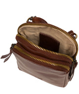 Conkca Signature Collection #product-type#: 'Leia' Conker Brown Leather Cross Body Phone Bag