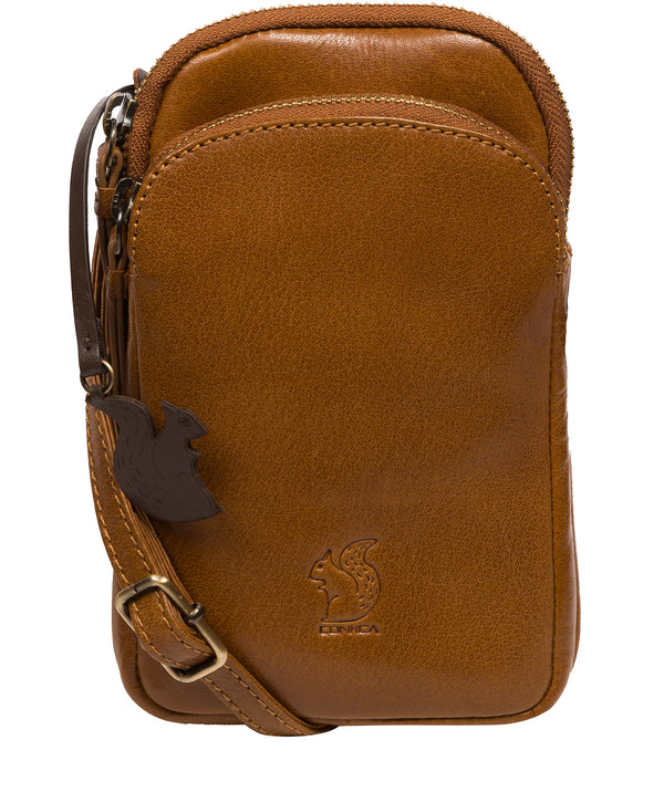 Conkca Signature Collection #product-type#: 'Leia' Dark Tan Leather Cross Body Phone Bag