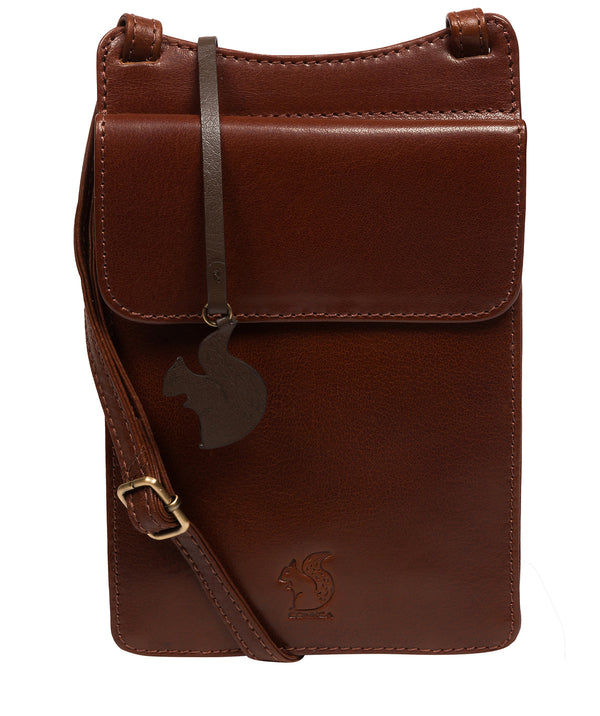 'Milly' Conker Brown Leather Cross Body Phone Bag