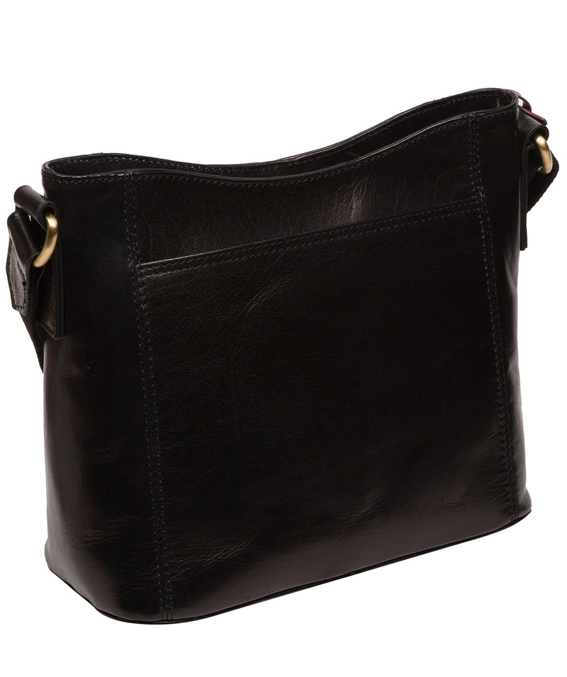 Conkca Signature Collection Bags: 'Carla' Black & Conker Brown Leather Cross Body Bag