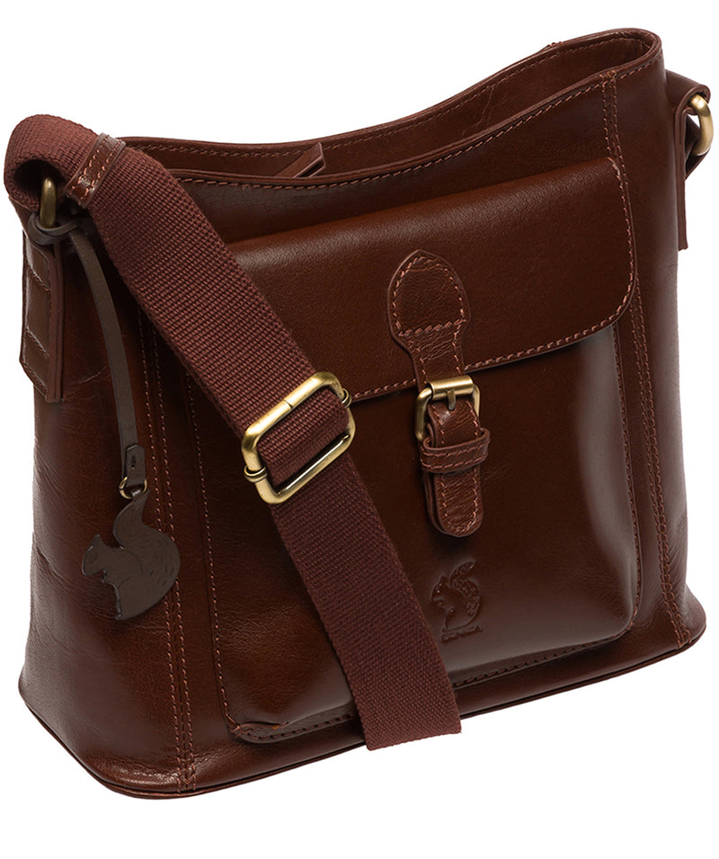 Conkca Signature Collection Bags: 'Carla' Conker Brown Leather Cross Body Bag