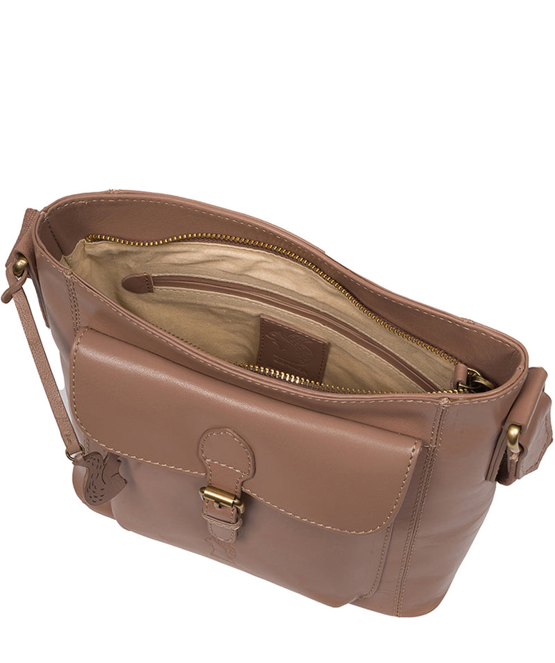 Conkca Signature Collection Bags: 'Carla' Natural Taupe Leather Cross Body Bag