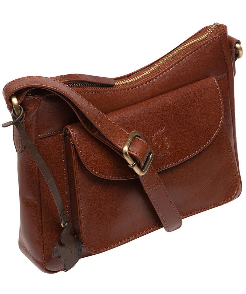 Conkca Signature Collection Bags: 'Lottie' Conker Brown Leather Cross Body Bag