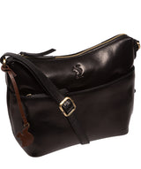 Conkca Signature Collection Bags: 'Merrill' Black Leather Cross Body Bag
