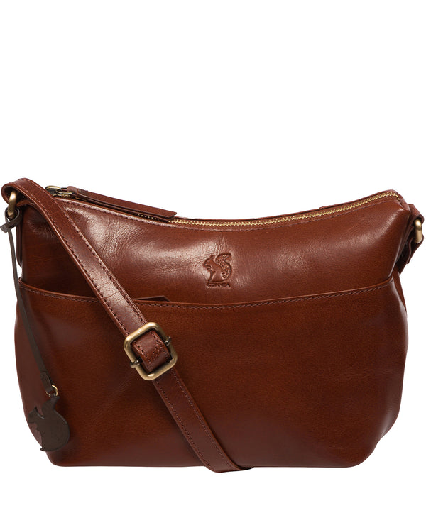 Conkca Signature Collection Bags: 'Merrill' Conker Brown Leather Cross Body Bag