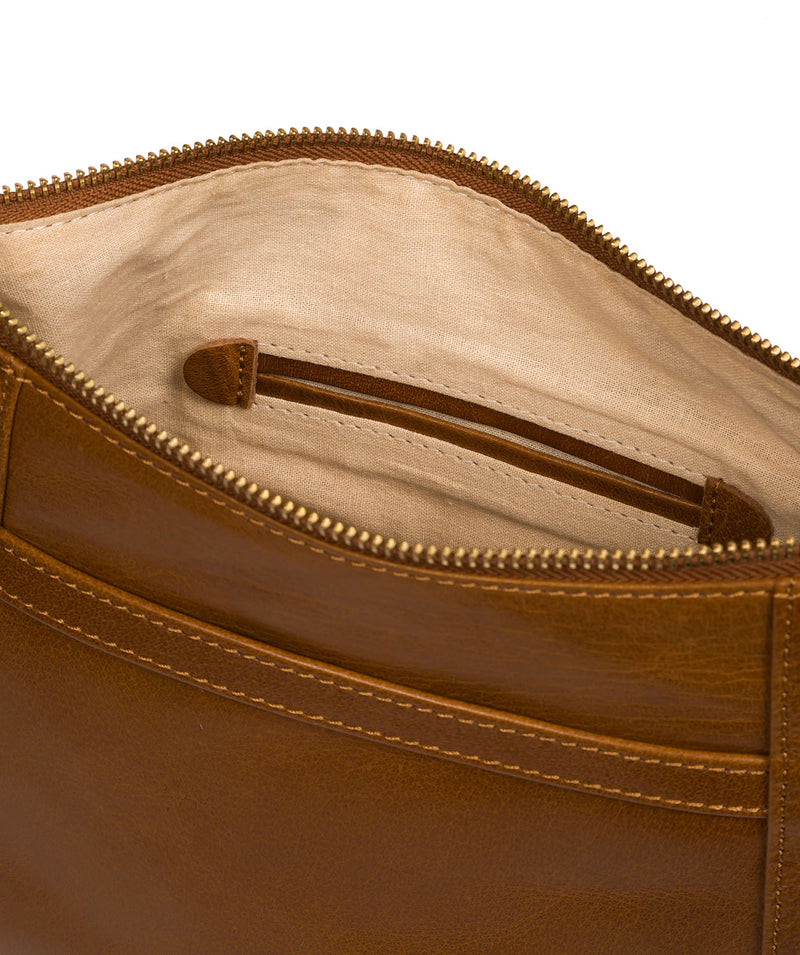 Conkca Signature Collection Bags: 'Merrill' Dark Tan Leather Cross Body Bag