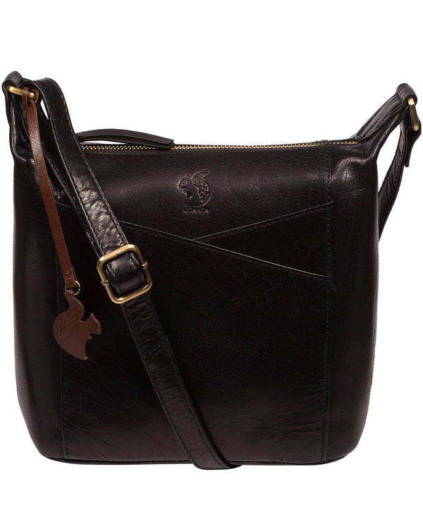 Conkca Signature Collection Bags: 'Kiki' Black Leather Shoulder Bag