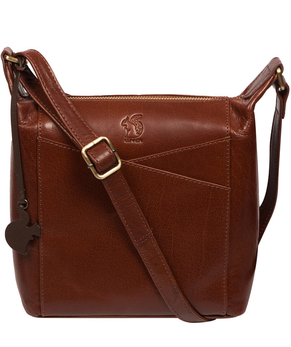 Conkca Signature Collection Bags: 'Kiki' Conker Brown Leather Shoulder Bag