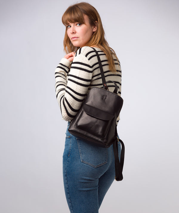 'Kerrie' Black Leather Backpack