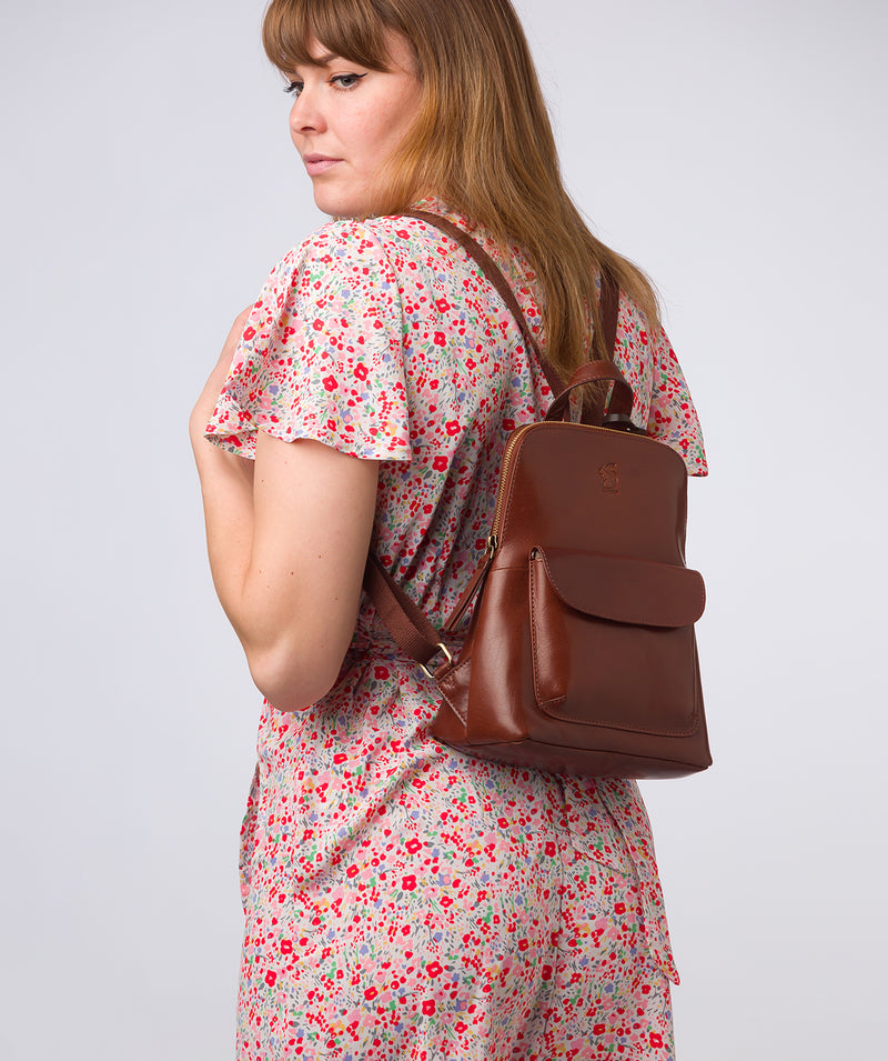 'Kerrie' Conker Brown Leather Backpack
