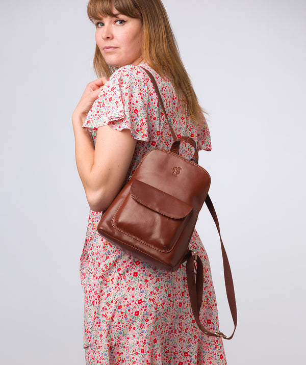 'Kerrie' Conker Brown Leather Backpack