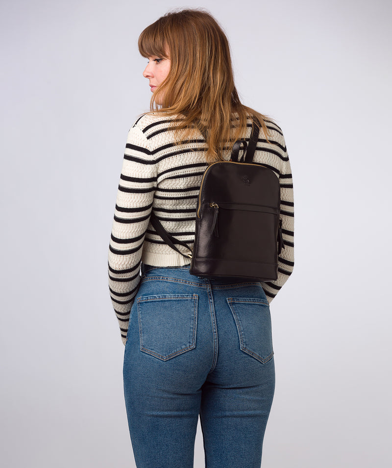 'Amora' Black Leather Backpack