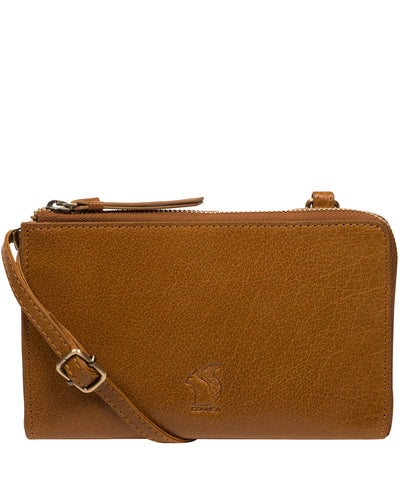 'Winnie' Dark Tan Leather Cross Body Phone Clutch Bag