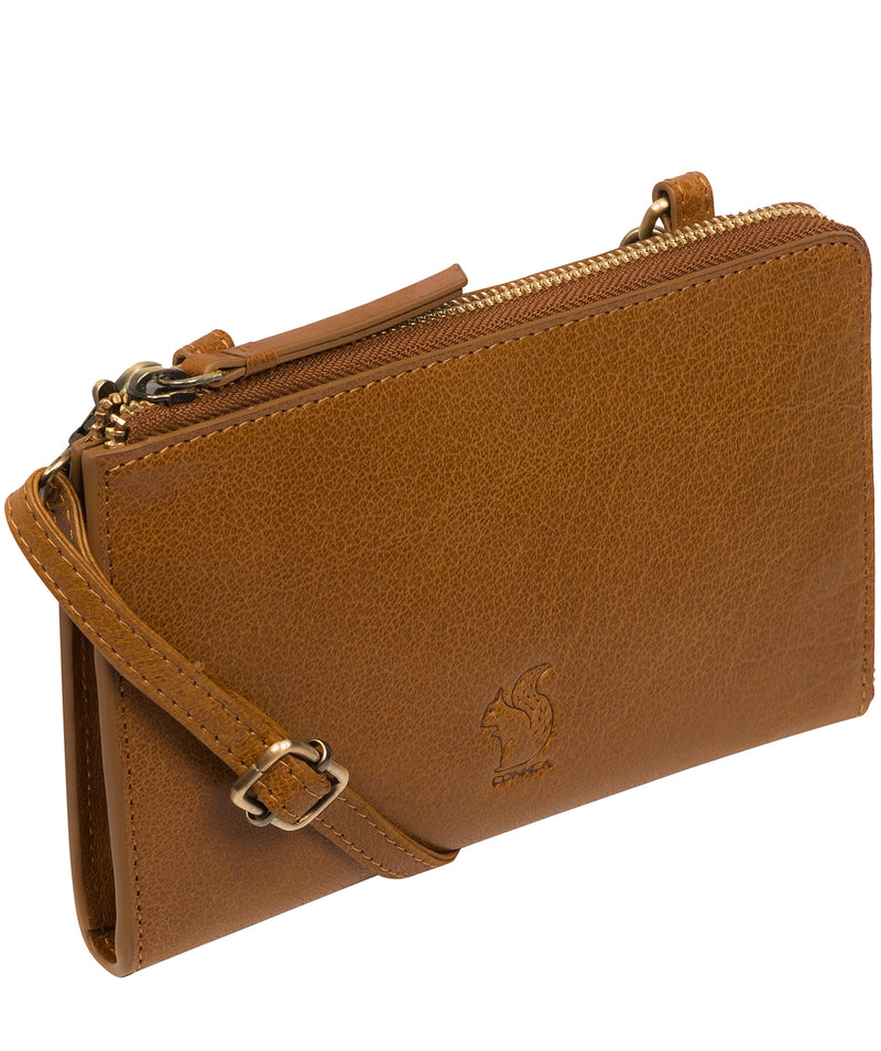 Conkca Signature Collection Bags: 'Winnie' Dark Tan Leather Cross Body Clutch Bag