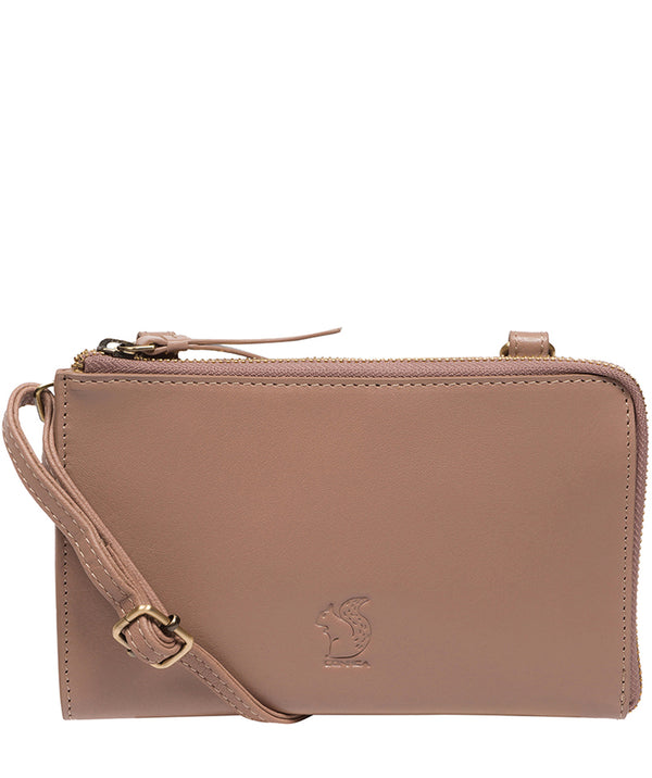 Conkca Signature Collection Bags: 'Winnie' Natural Taupe Leather Cross Body Clutch Bag