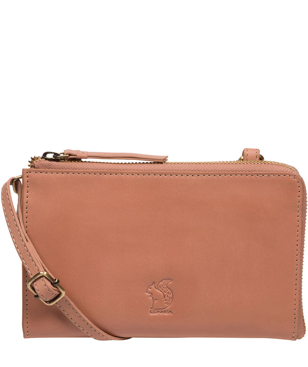 Conkca Signature Collection Bags: 'Winnie' Subtle Pink Leather Cross Body Clutch Bag
