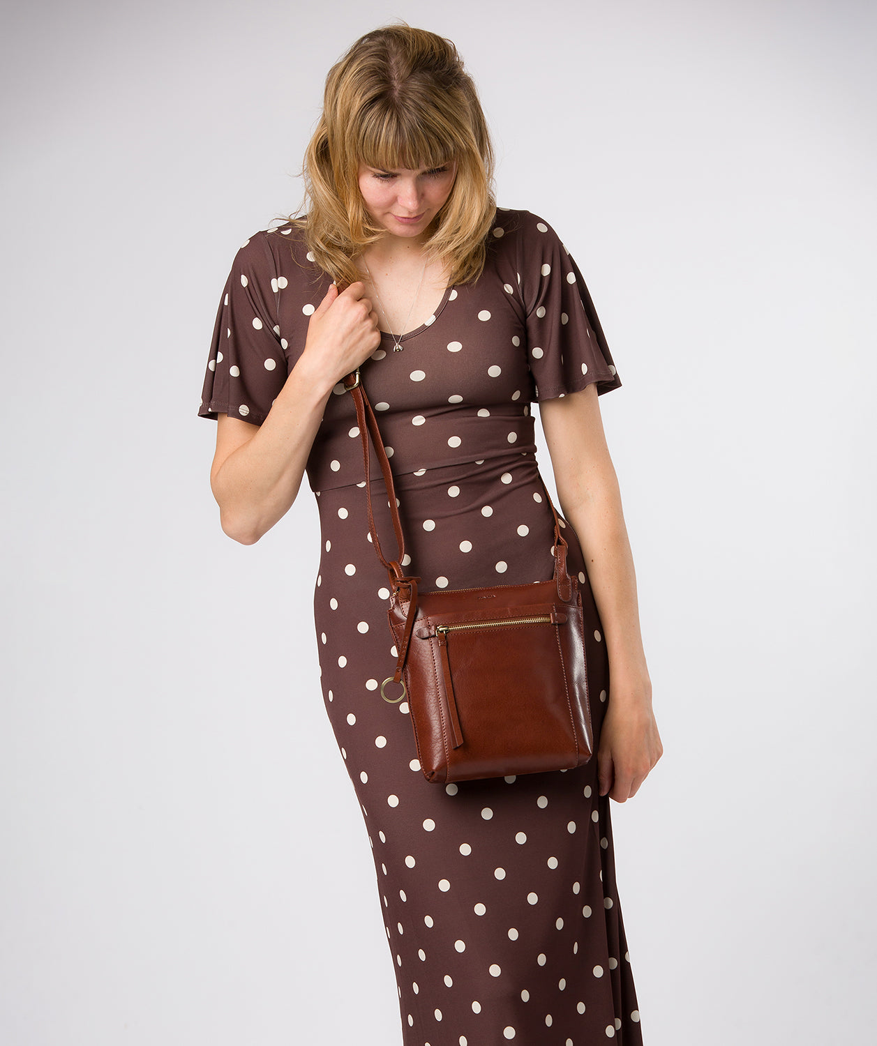 'Zarro' Conker Brown Leather Shoulder Bag