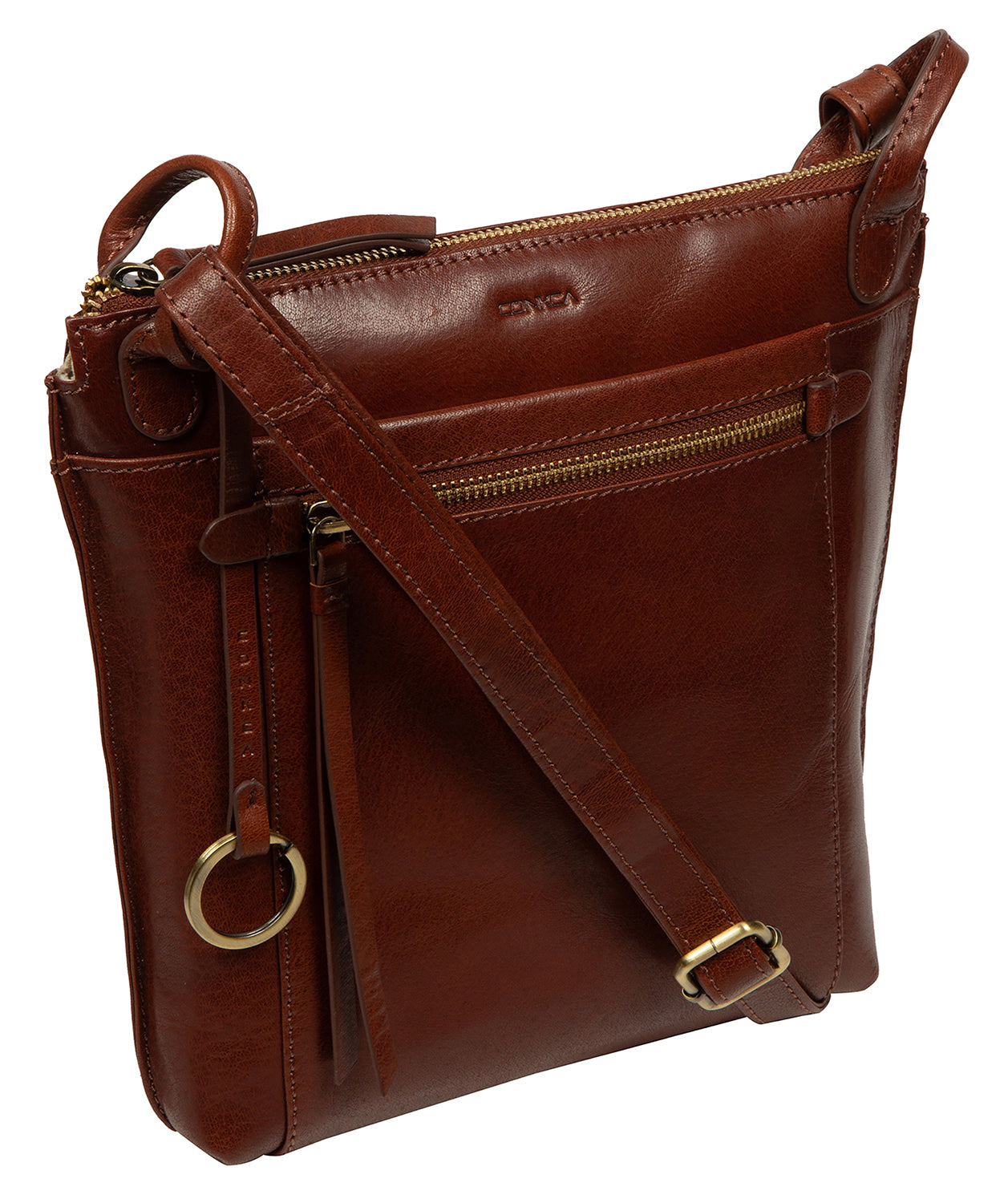 'Zarro' Conker Brown Leather Shoulder Bag
