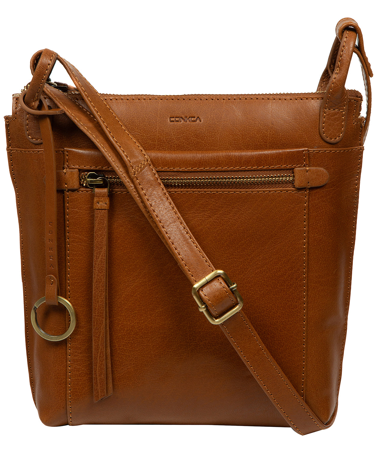 'Zarro' Dark Tan Leather Shoulder Bag