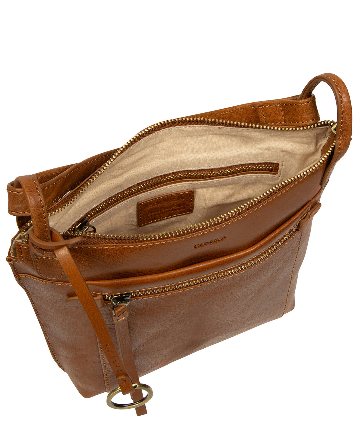 'Zarro' Dark Tan Leather Shoulder Bag