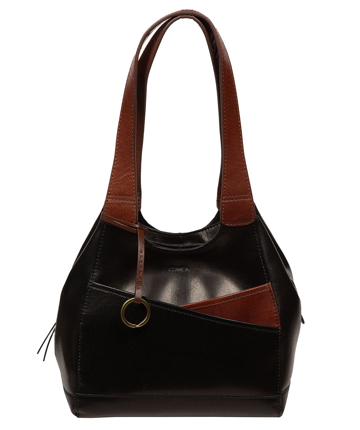 'Vesper' Black & Conker Brown Leather Handbag