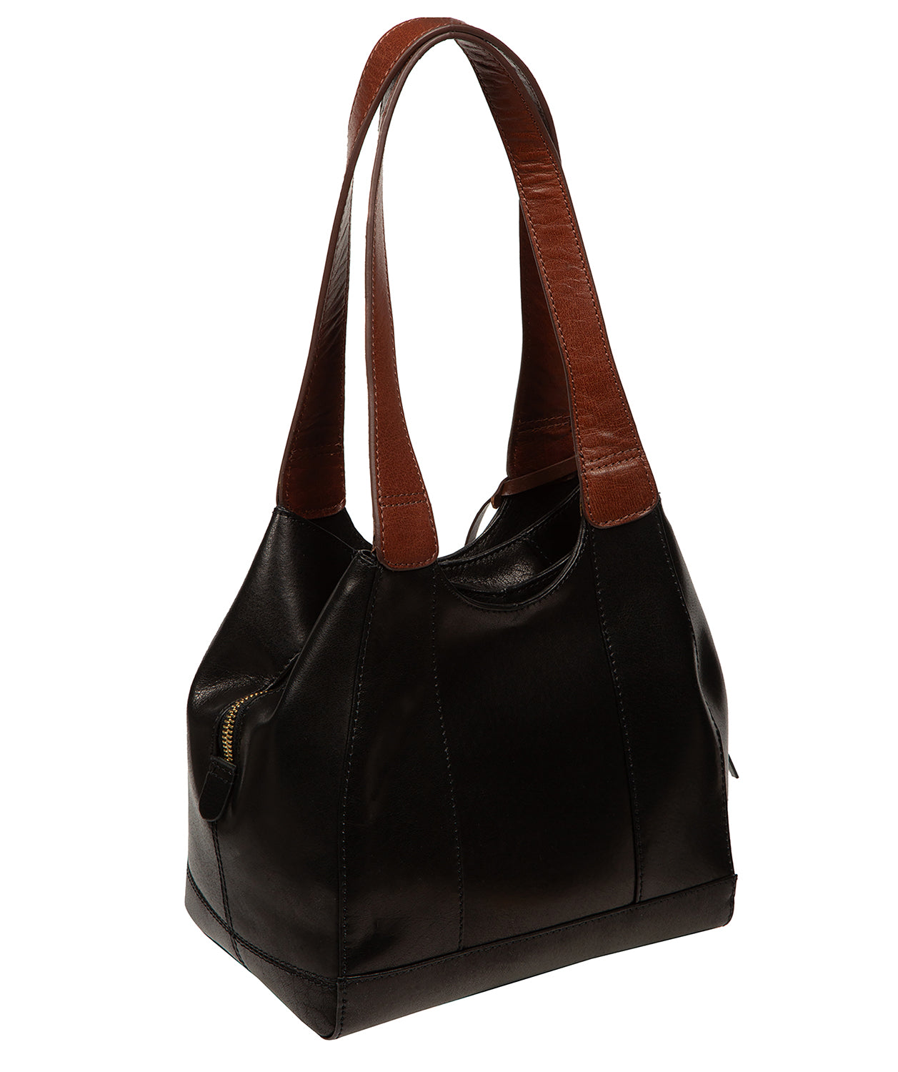 'Vesper' Black & Conker Brown Leather Handbag