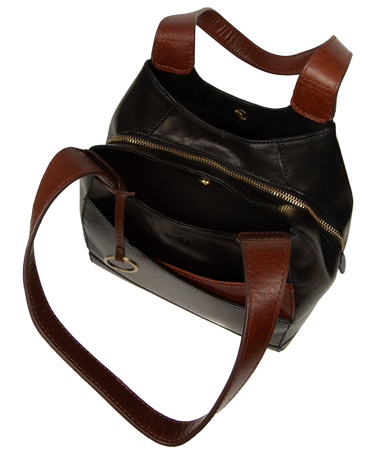 'Vesper' Black & Conker Brown Leather Handbag