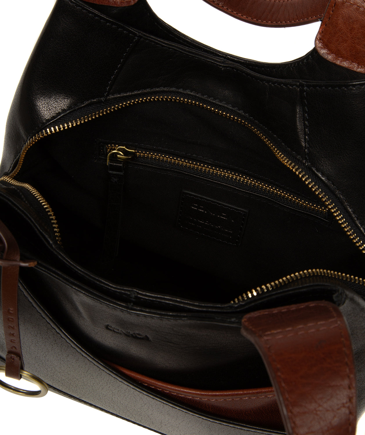 'Vesper' Black & Conker Brown Leather Handbag