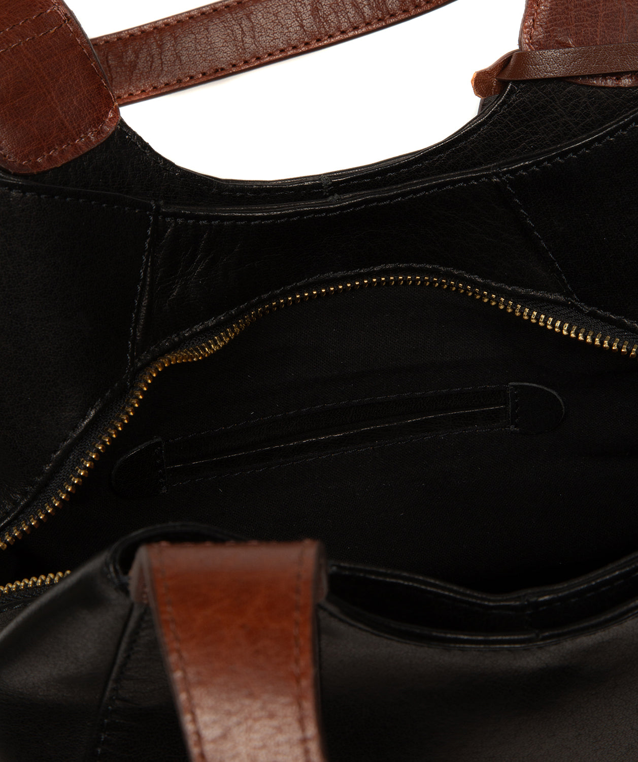 'Vesper' Black & Conker Brown Leather Handbag