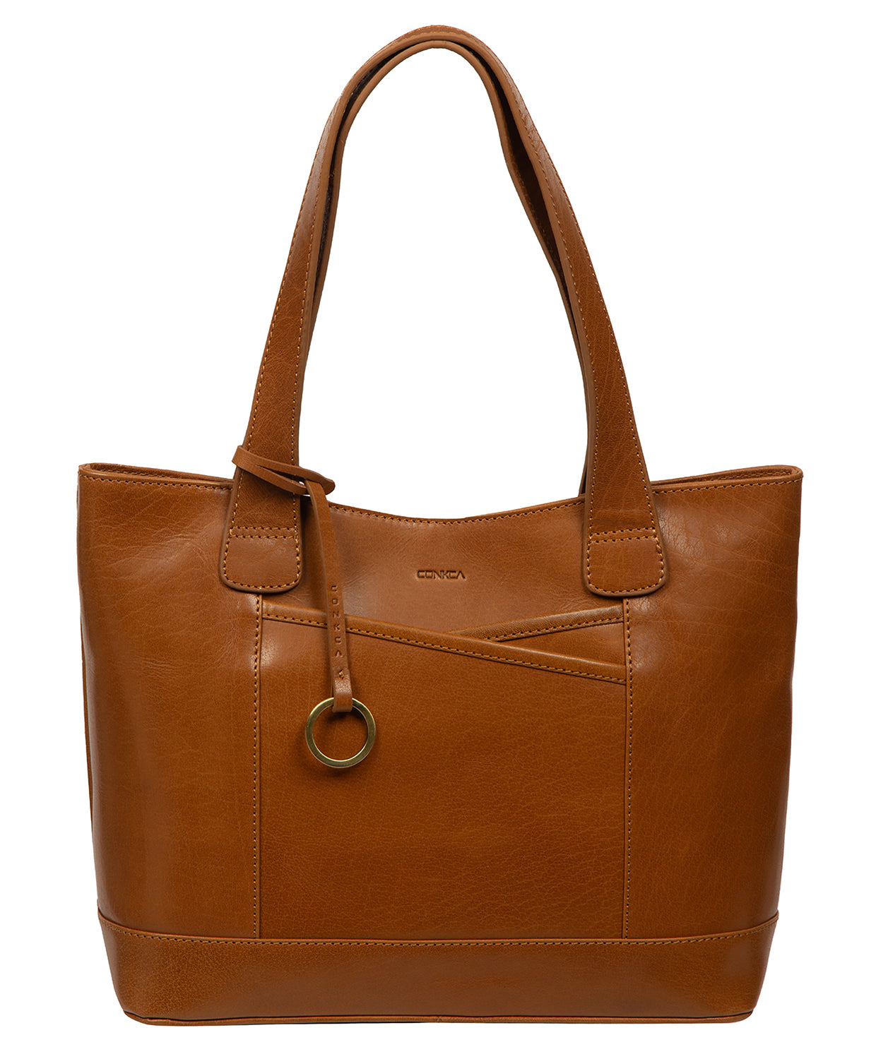'Minella' Dark Tan Leather Tote Bag