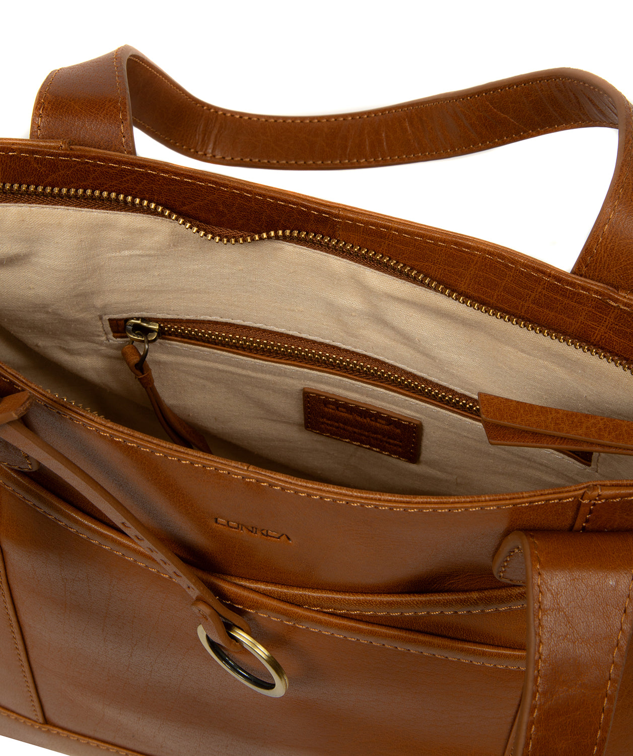 'Minella' Dark Tan Leather Tote Bag
