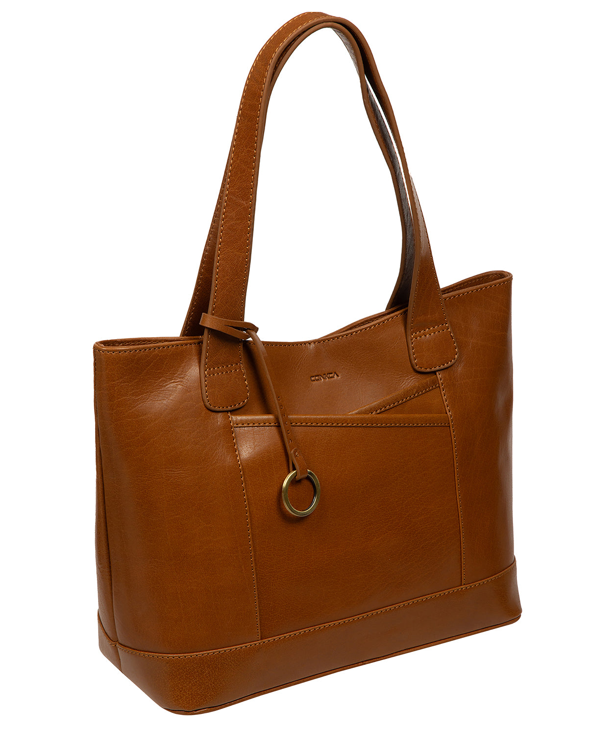 'Minella' Dark Tan Leather Tote Bag