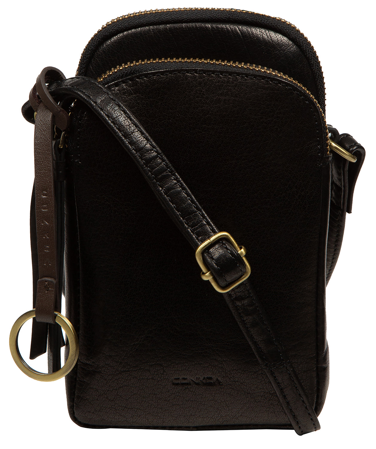 'Giselle' Black Leather Cross Body Phone Bag