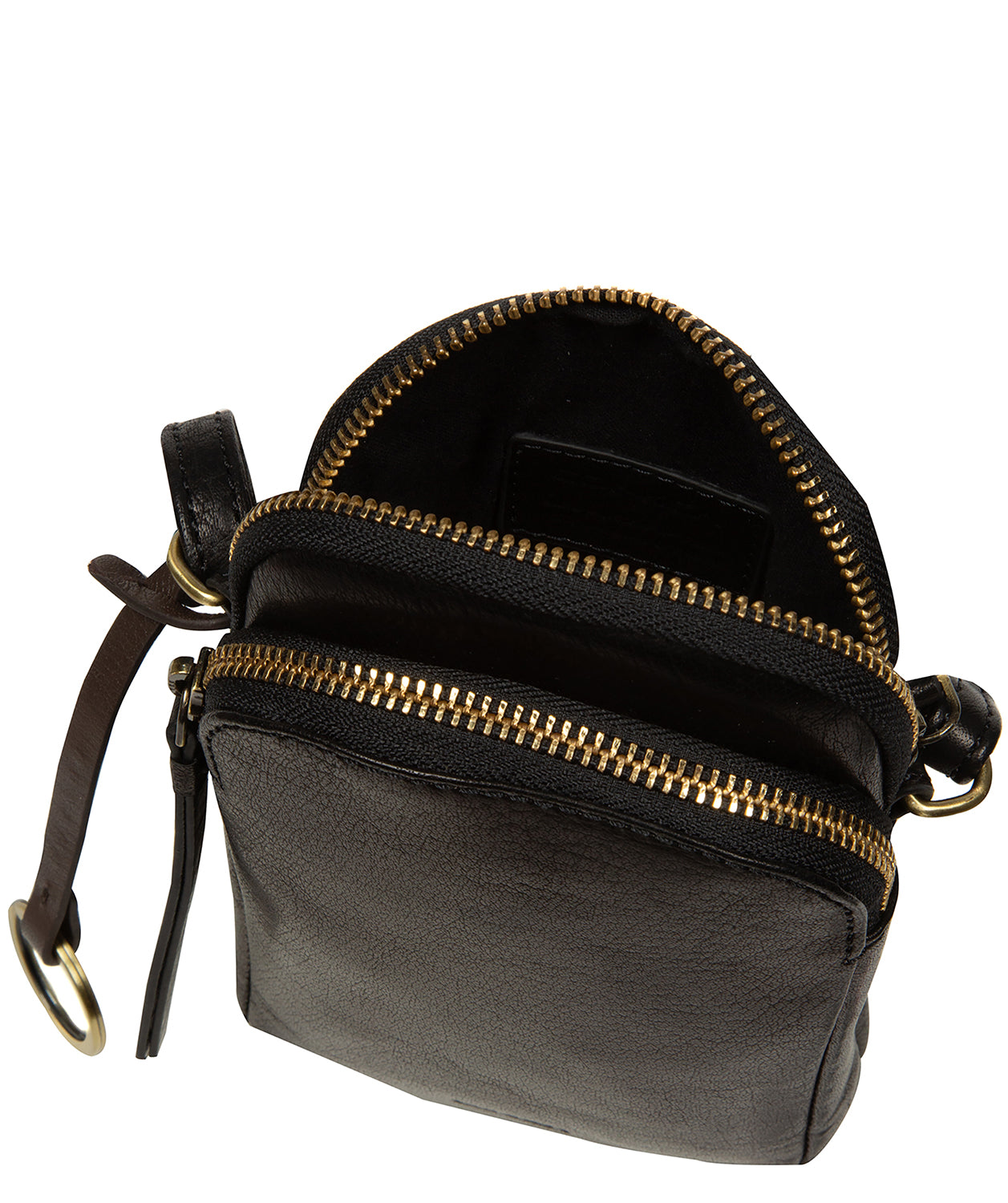 'Giselle' Black Leather Cross Body Phone Bag