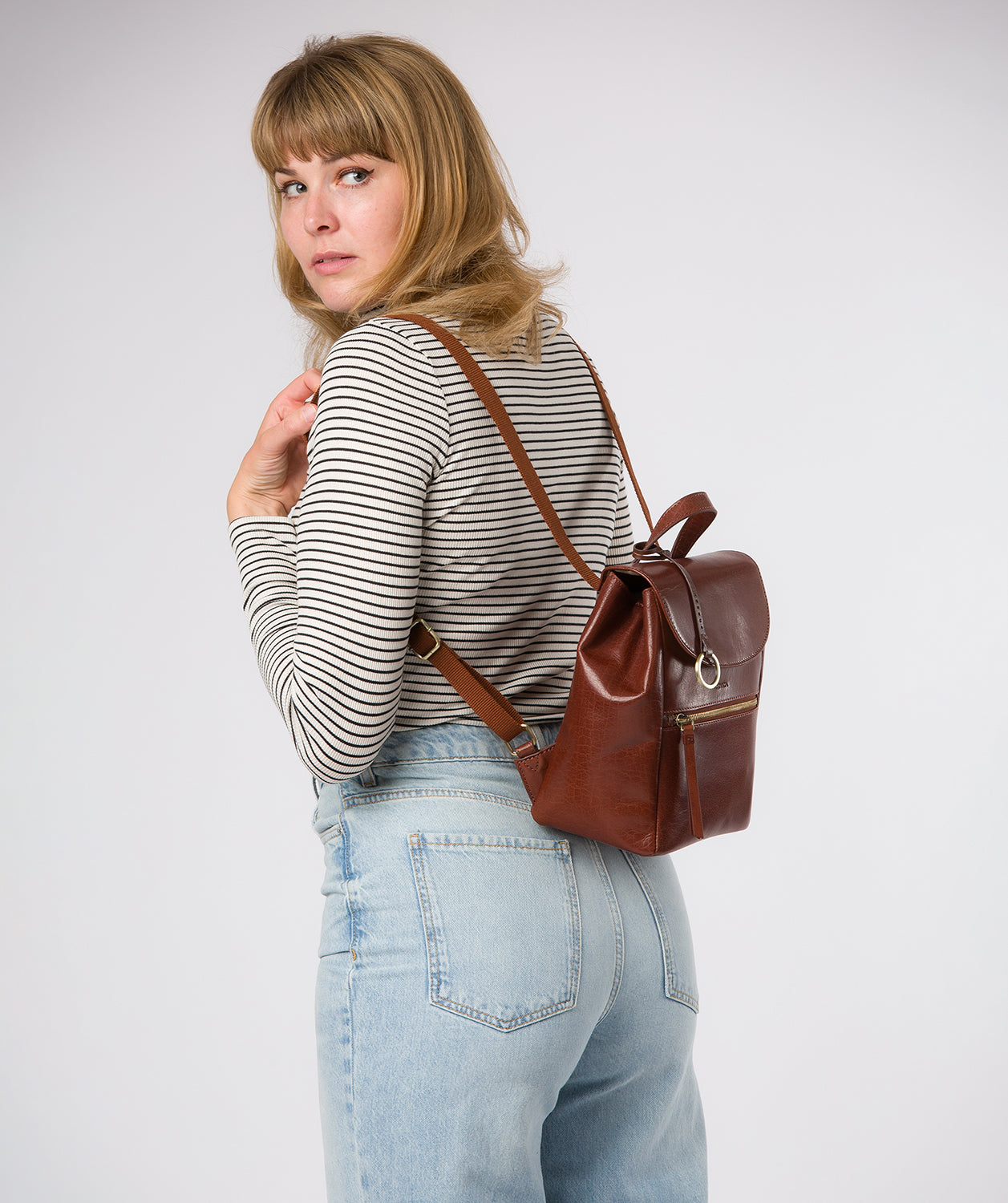 'Belle' Conker Brown Leather Backpack