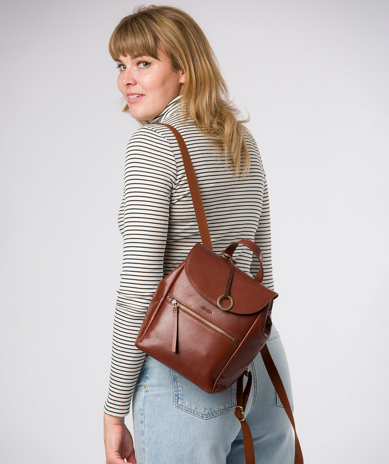 'Belle' Conker Brown Leather Backpack