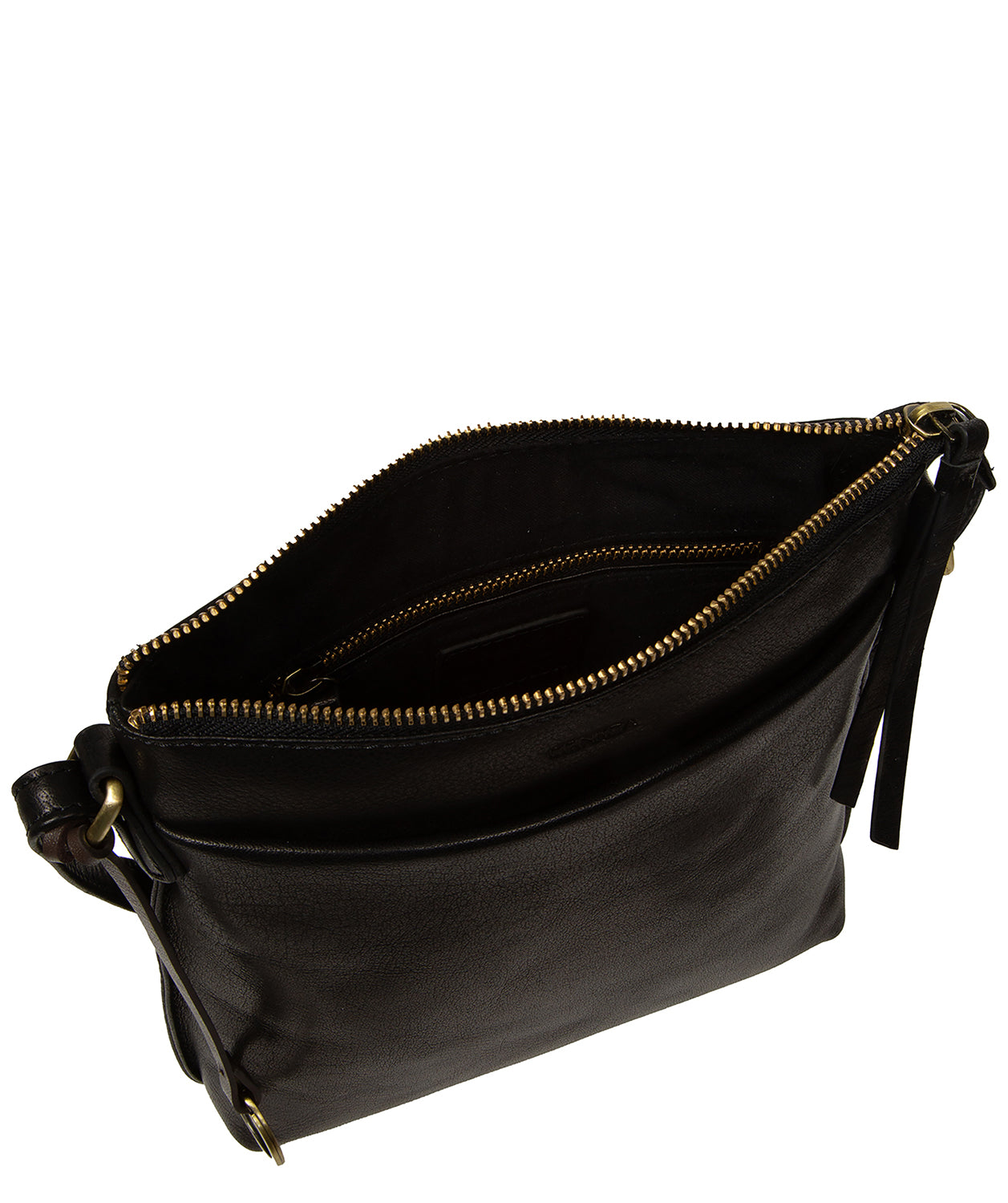 'Cassia' Black Leather Cross Body Bag