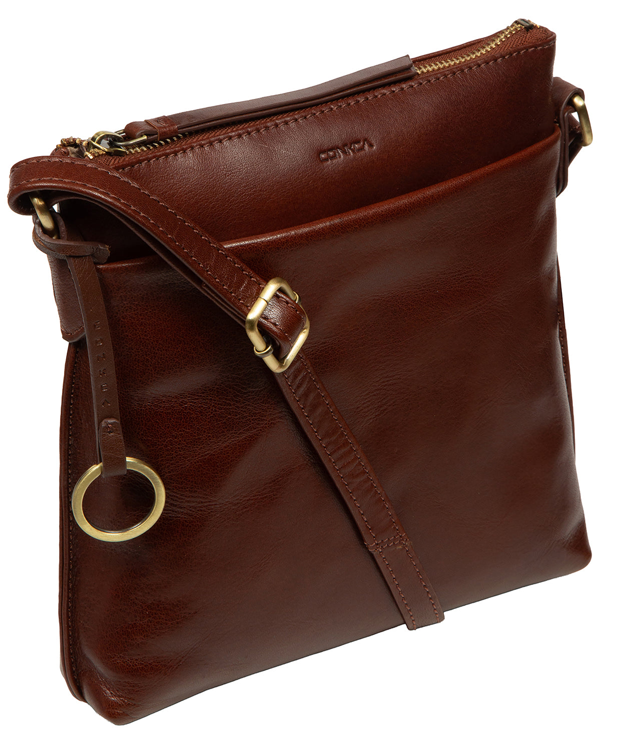 'Cassia' Conker Brown Leather Cross Body Bag