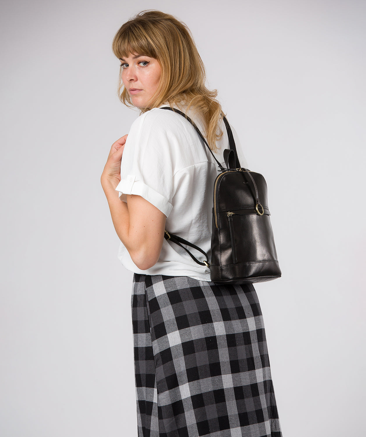 'Violetta' Black Leather Backpack