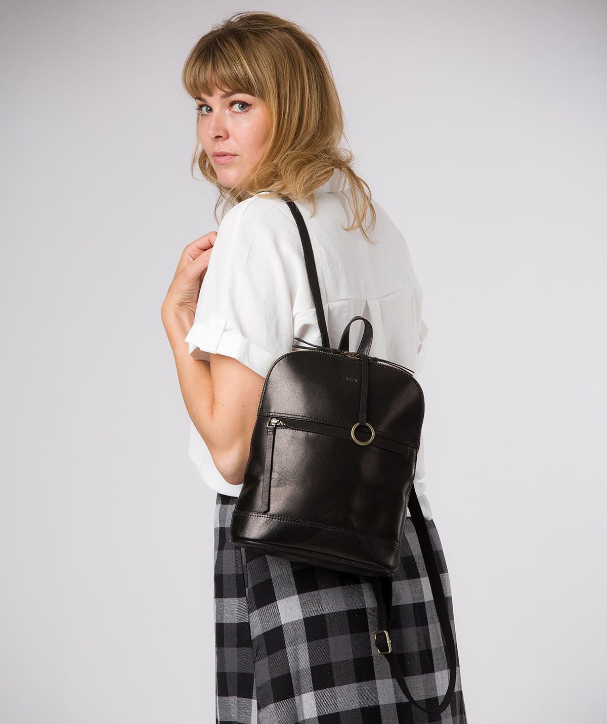 'Violetta' Black Leather Backpack