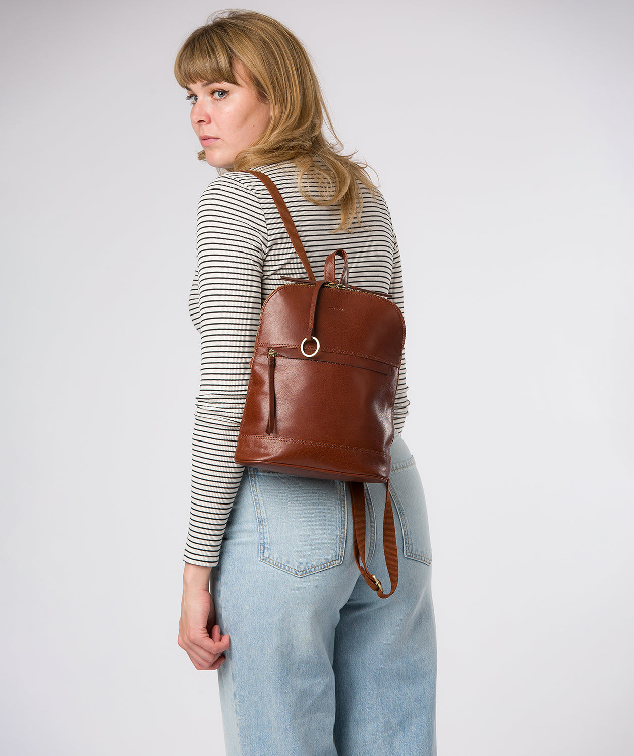 'Violetta' Conker Brown Leather Backpack