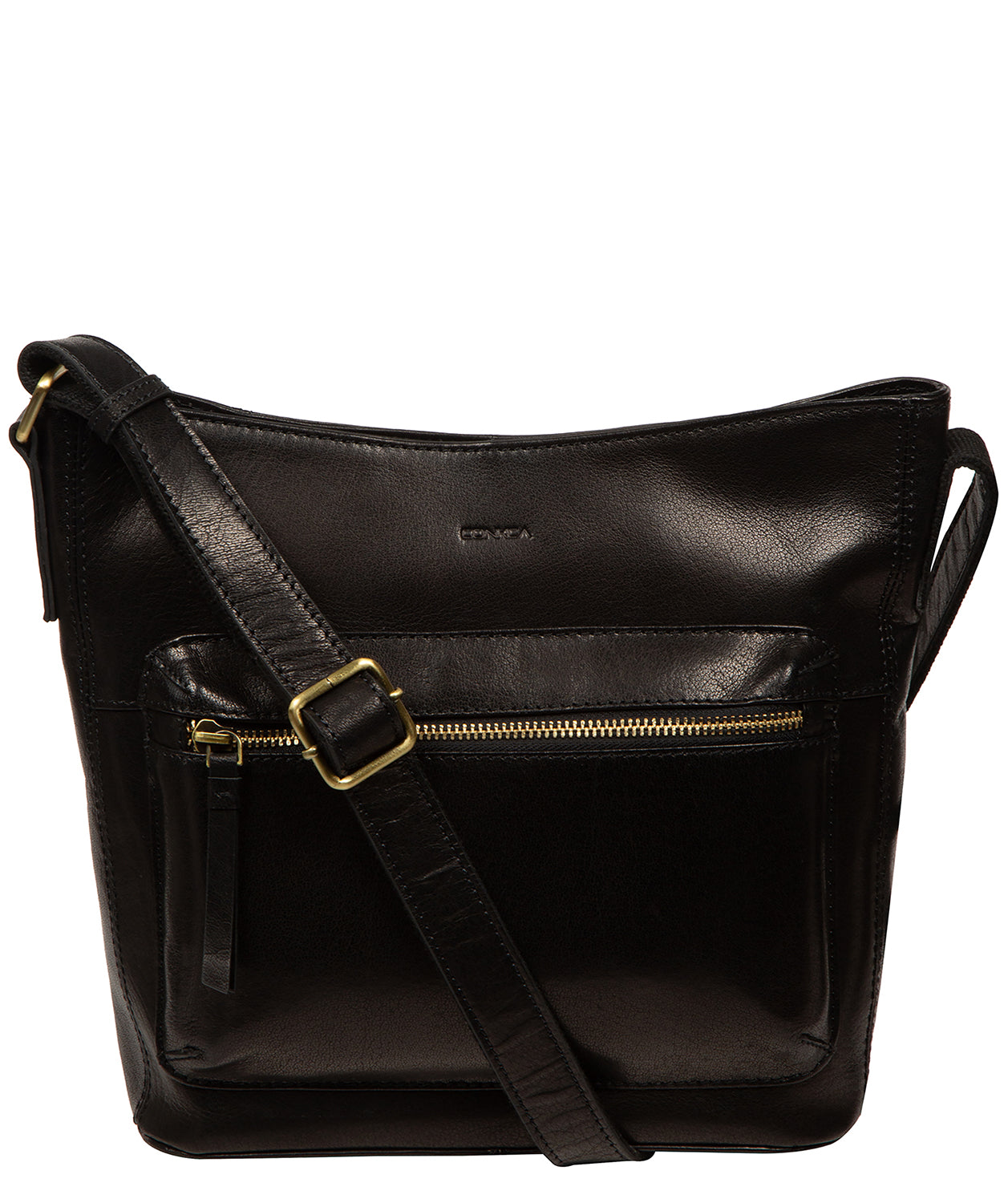 'Zinnia' Black Leather Cross Body Bag