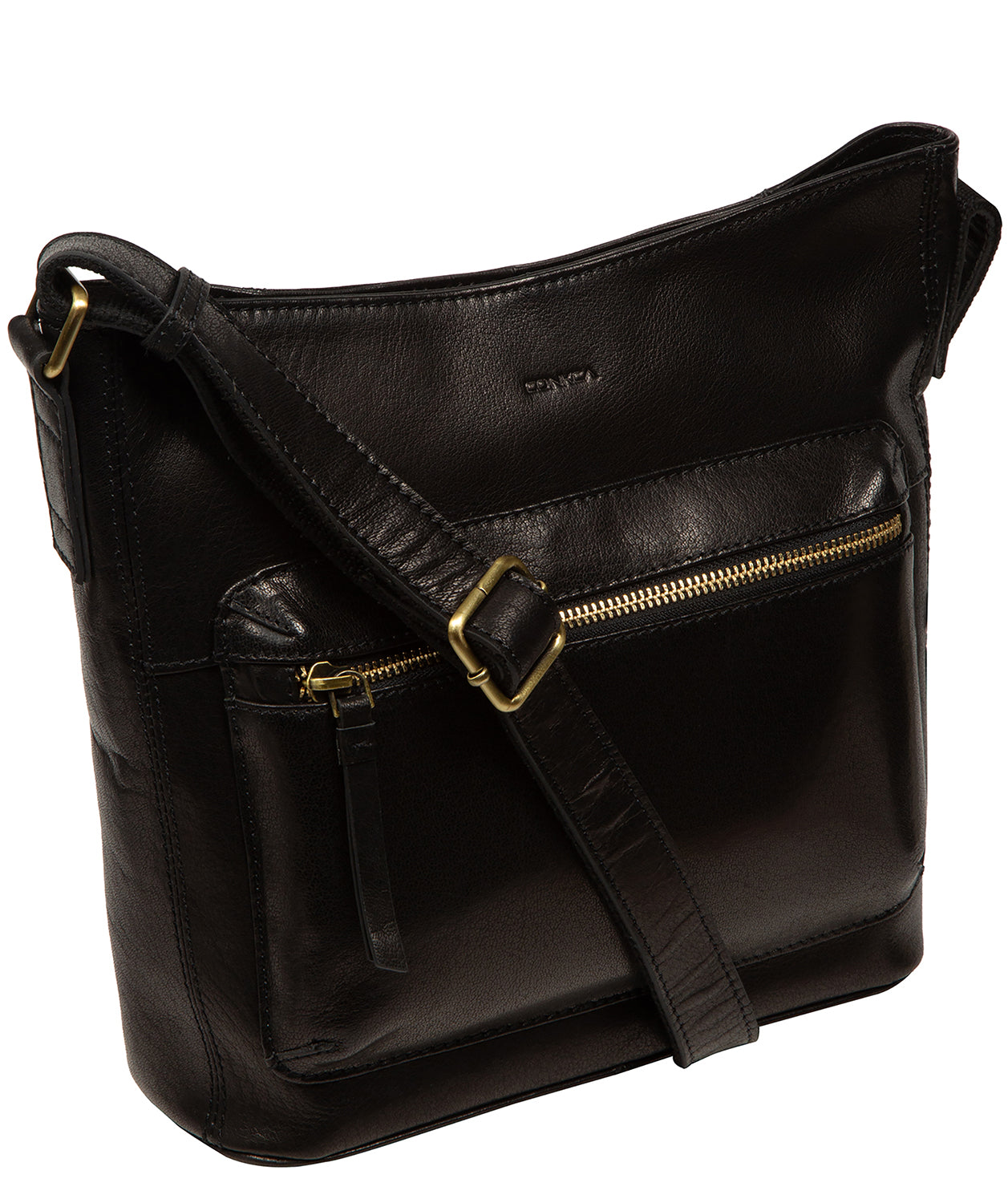 'Zinnia' Black Leather Cross Body Bag