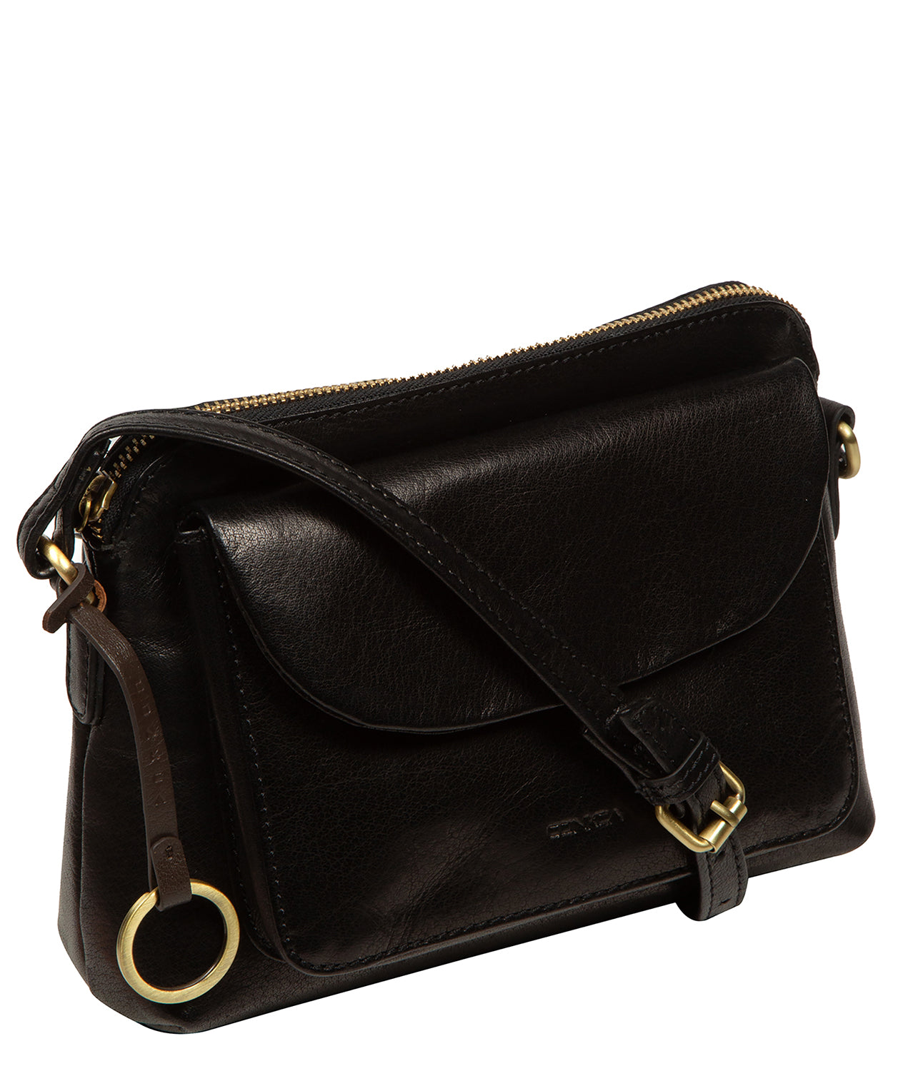 'Odalis' Black Leather Cross Body Bag