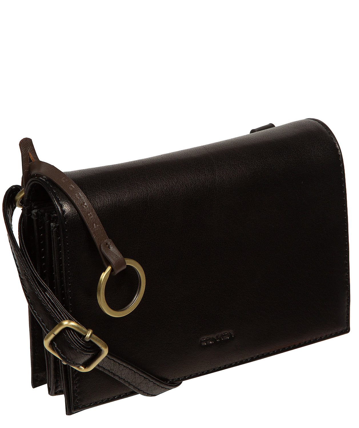 'Fleur' Black Leather Cross Body Bag