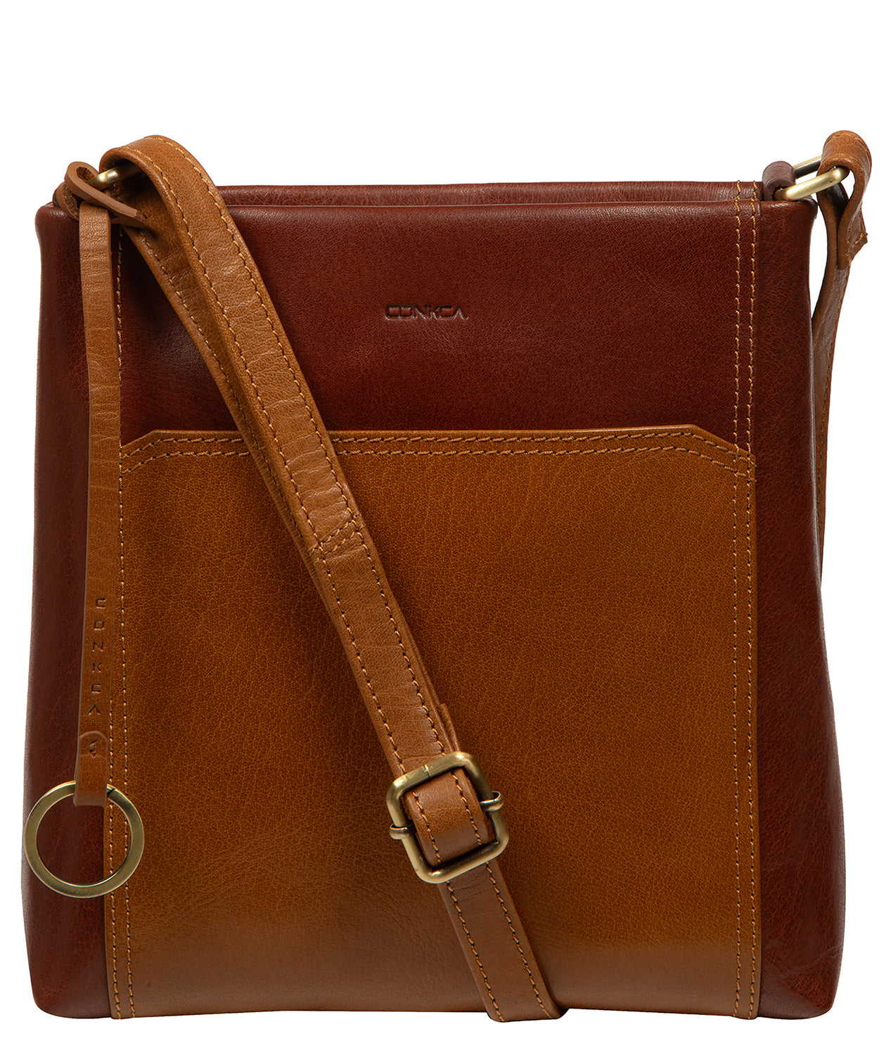 'Marissa' Conker Brown & Dark Tan Leather Cross Body Bag
